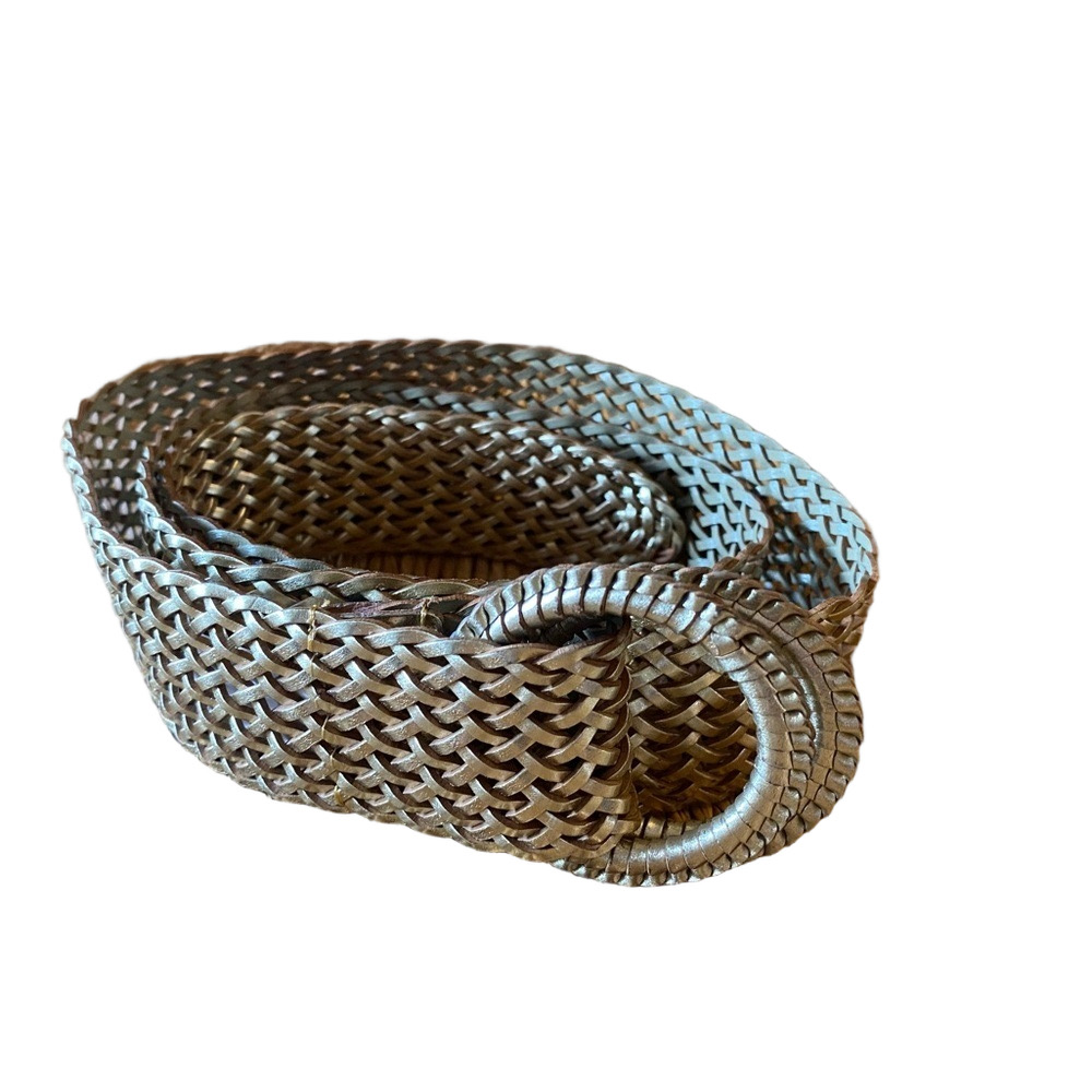 J. Crew Women's Metallic Bonded Woven D Ring Belt Size M/L  EUC